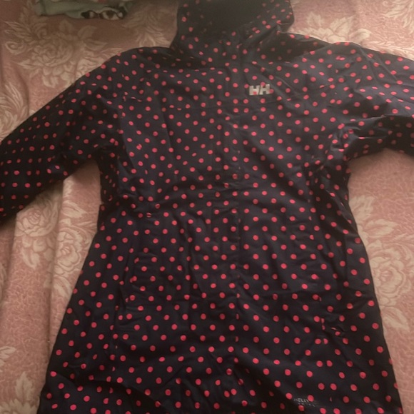 Helly Hansen Rain Jacket with Hood (Navy/Pink Polka Dots) - Picture 3 of 3